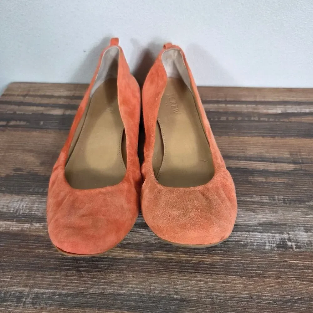 J. Crew CeCe Orange Suede Leather Ballet Flats Size 8.5